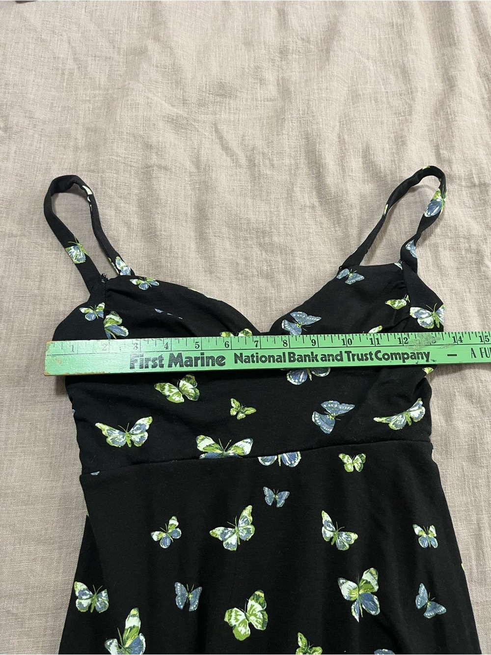 Urban Outfitters Black Mini Dress Butterfly Print Size Small Skater Whimsygoth - Picture 8 of 8